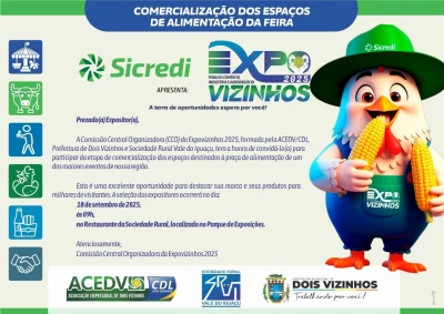 EXPOVIZINHOS 2025 DEFINIR ESPAOS DE ALIMENTAO NA PRXIMA SEMANA