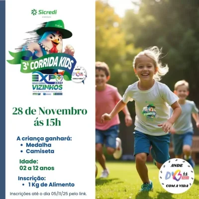 CORRIDA KIDS LEVARÁ DIVERSÃO E ENERGIA À EXPOVIZINHOS 2025