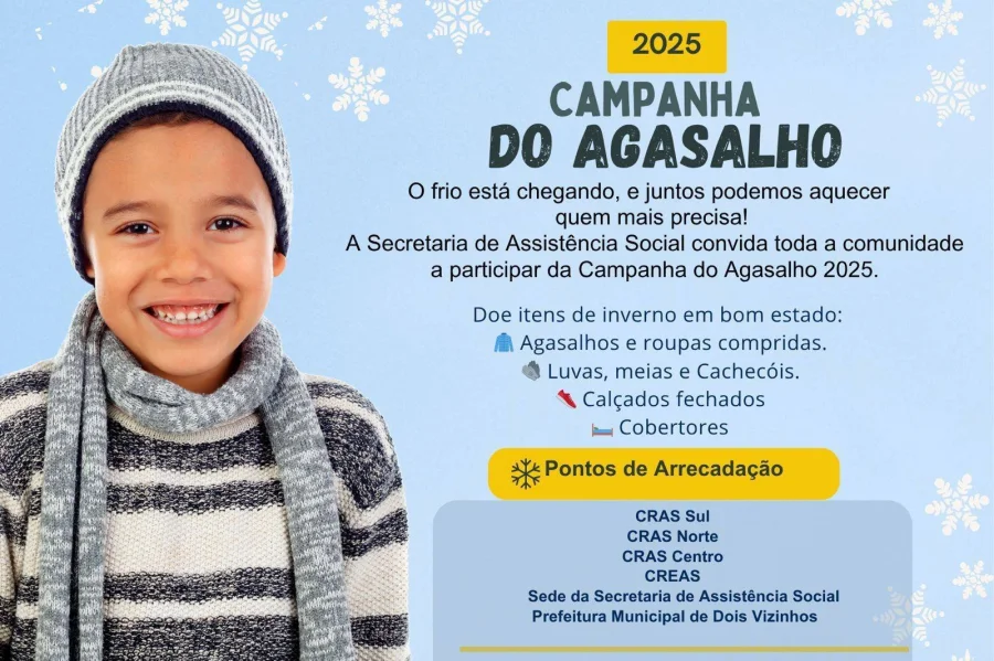 CAMPANHA DO AGASALHO 2025 AQUECE CORAES EM DOIS VIZINHOS