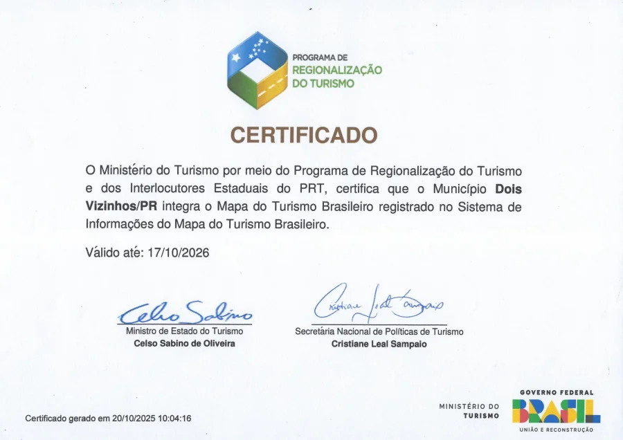 DOIS VIZINHOS RENOVA SEU LUGAR NO MAPA DO TURISMO BRASILEIRO