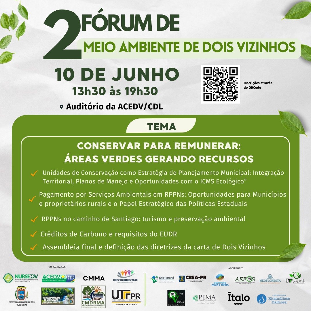 DOIS VIZINHOS PROMOVE FÓRUM AMBIENTAL COM FOCO EM CONSERVAÇÃO E DESENVOLVIMENTO SUSTENTÁVEL