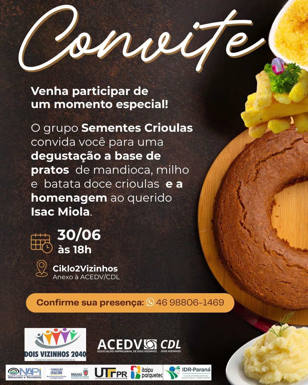 HOJE TEM COMIDA BOA E HISTÓRIA PARA CONTAR. EVENTO HOMENAGEIA OS GUARDIÕES DE SEMENTES CRIOLAS