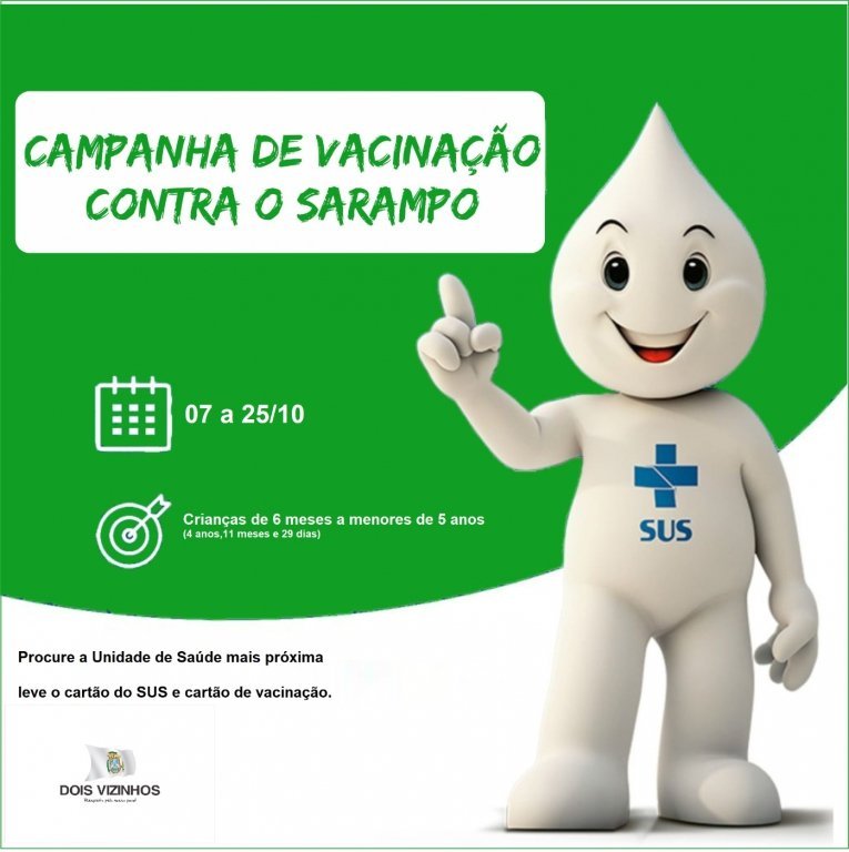 Campanha Nacional de Atualizao Vacinao Contra o Sarampo Inicia Segunda.