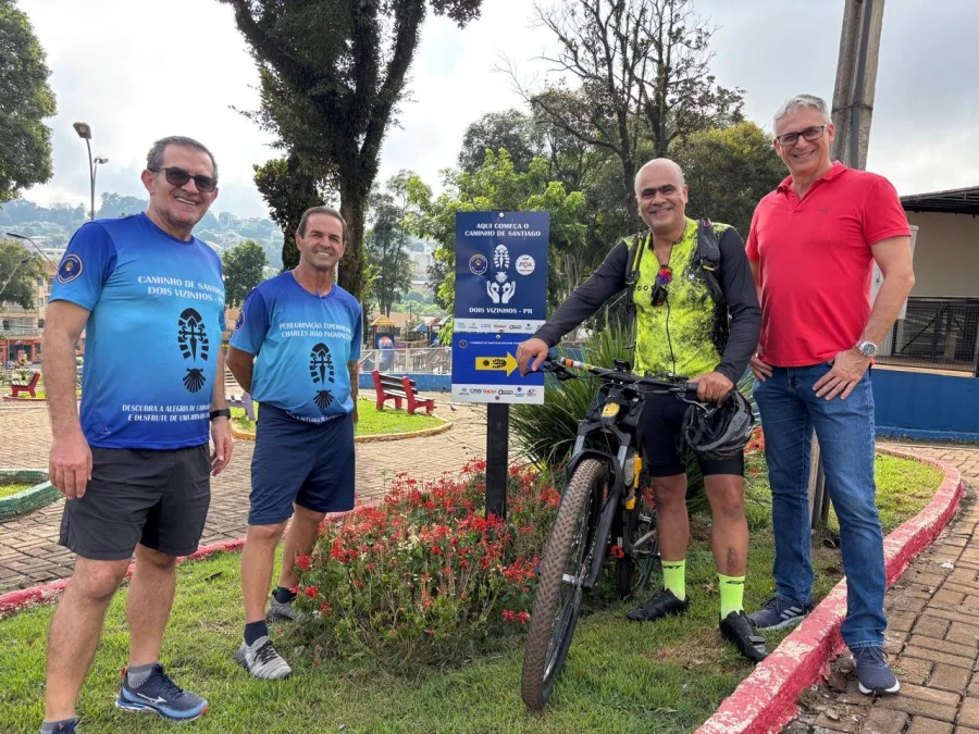 CICLISTA DE GOIOER INICIA DESAFIO PELO CAMINHO DE SANTIAGO DE DOIS VIZINHOS