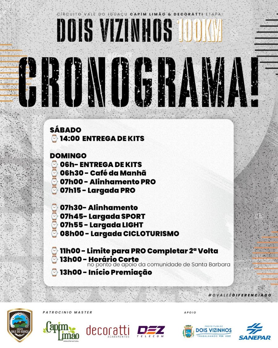 DOIS VIZINHOS RECEBE O GRANDE CIRCUITO VALE DO IGUA�U DE CICLISMO NESTE FIM DE SEMANA