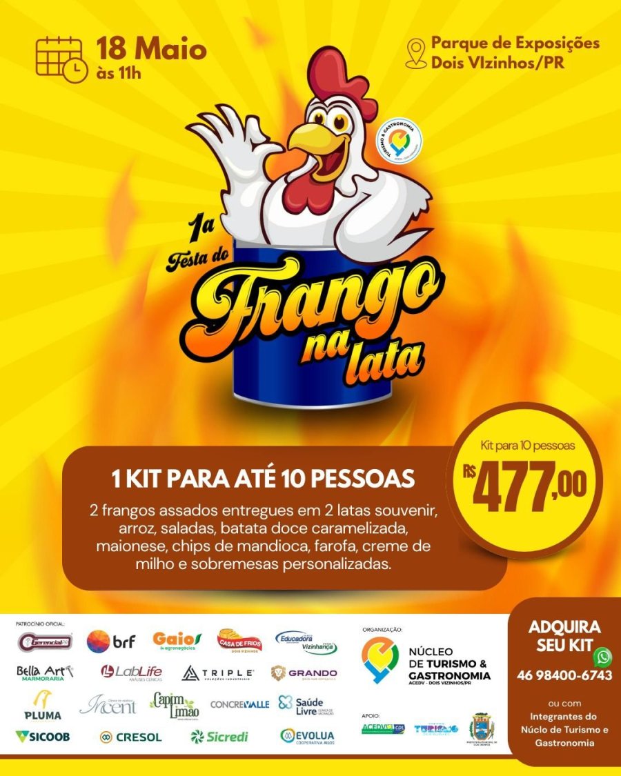 1� FESTA DO FRANGO NA LATA PROMETE MOVIMENTAR O TURISMO E A GASTRONOMIA DE DOIS VIZINHOS