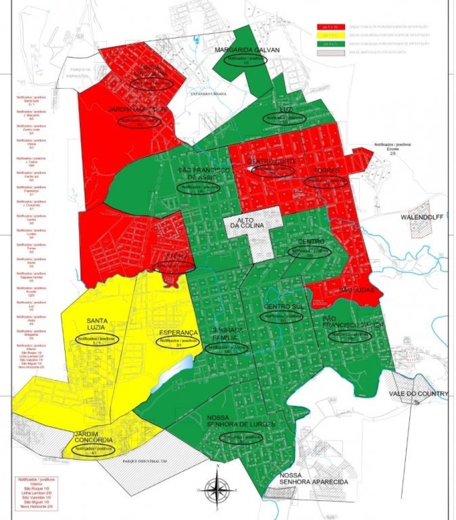 Vigil�ncia Em Sa�de Divulga Mapa da Dengue no Munic�pio