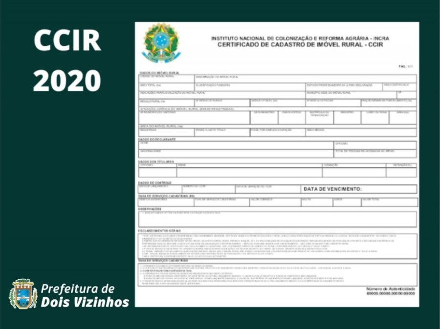Emiss�o da Ccir/incra Deve Ser Feita Via On-line