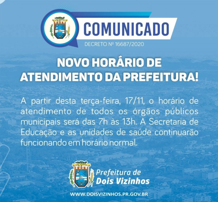 Prefeitura Informa Mudan�a no Hor�rio de Atendimento