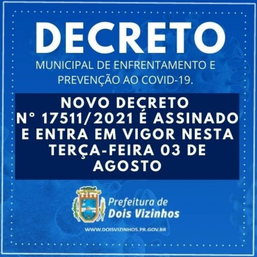 Covid-19: Novo Decreto Municipal N 17511/2021  Assinado