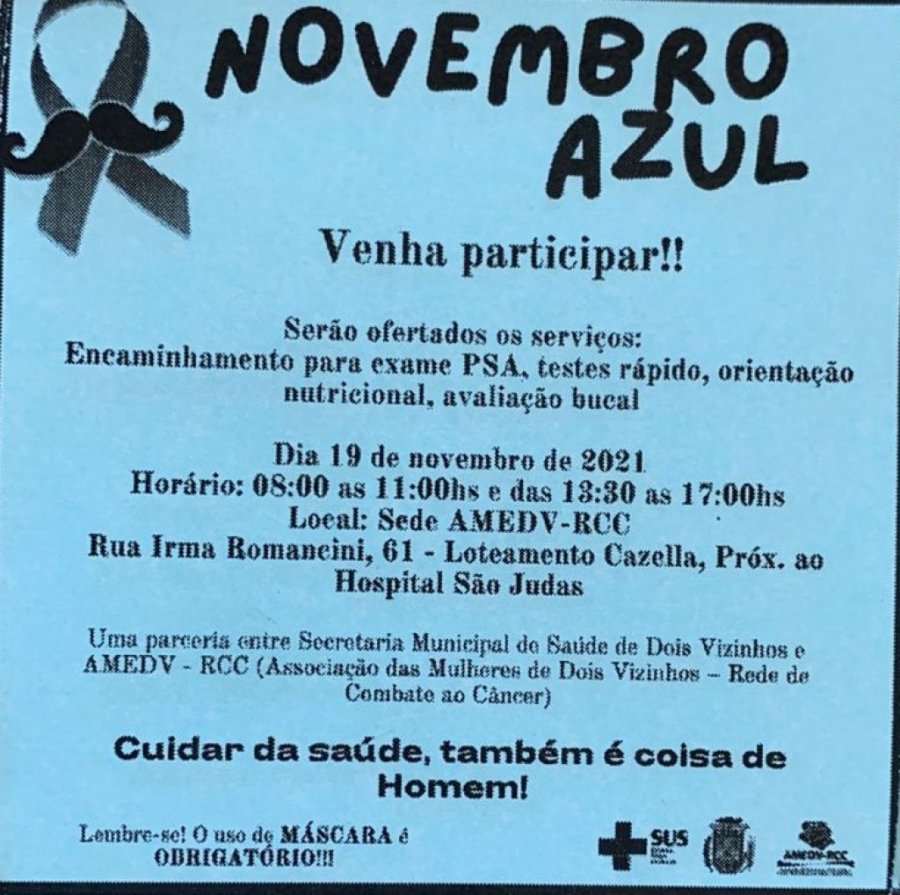 Cuidar da Sa�de, Tamb�m � Coisa de Homem - Novembro Azul