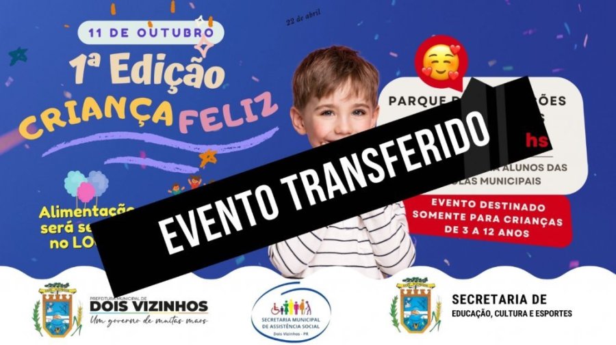 Evento do Dia das Crian�as Ser� Transferido Em Virtude da Possibilidade de Chuva