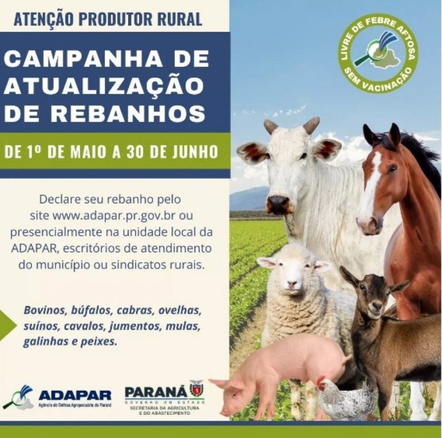 Adapar: Campanha de Atualiza��o de Rebanhos Vai At� 30 de Junho no Paran�