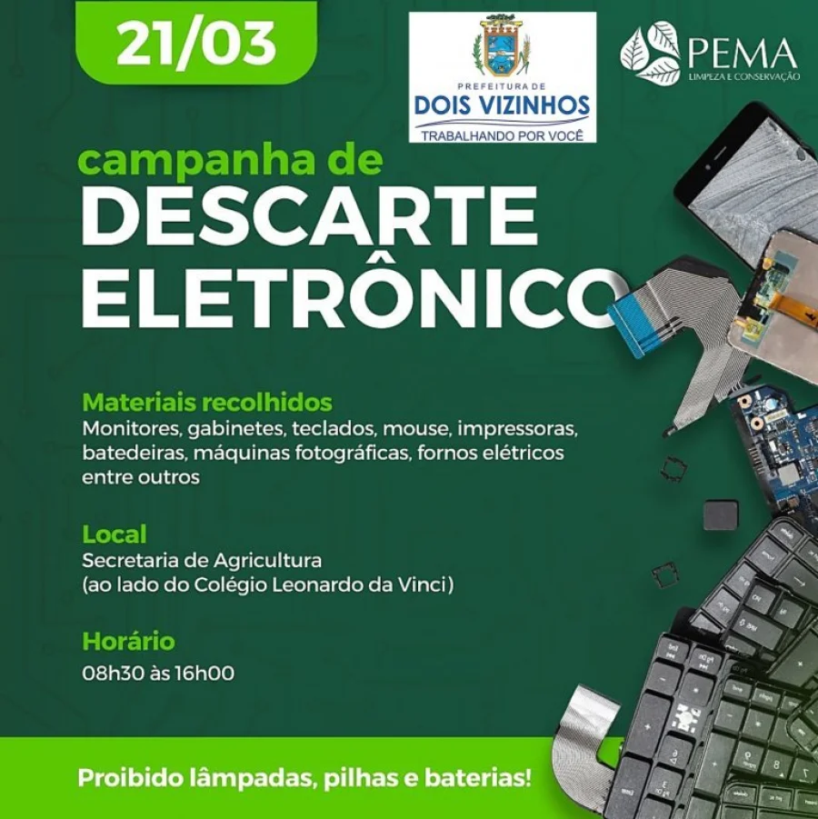 Nesta Quinta, Dia 21, Tem Coleta de Lixo Eletrnico