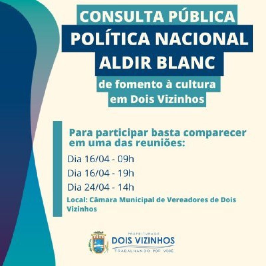 Munic�pio Promove Audi�ncias P�blicas para Aplica��o dos Recursos da Aldir Blanc