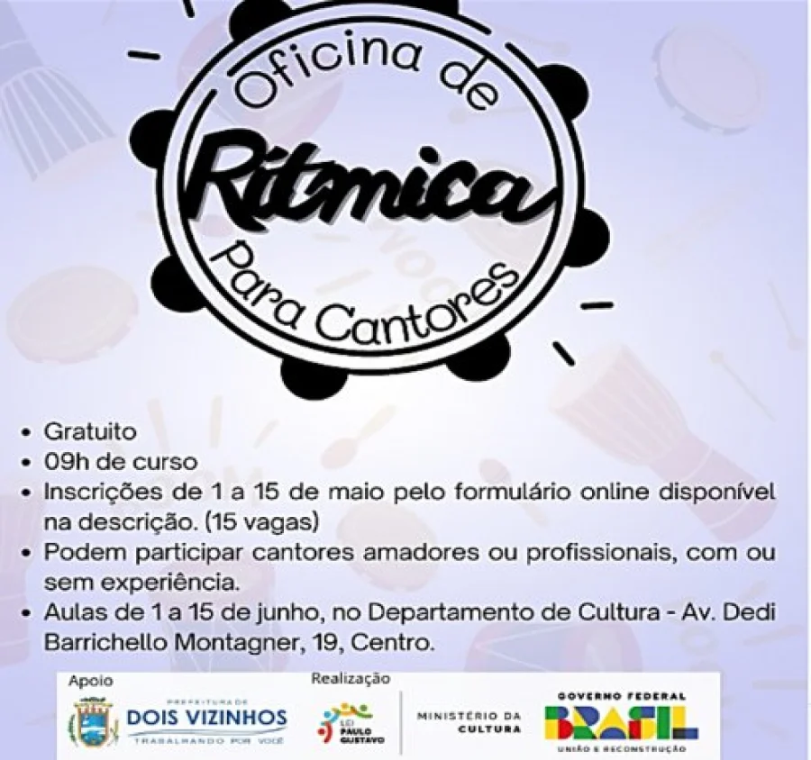 OFICINA DE RTMICA PARA CANTORES: UMA OPORTUNIDADE PARA DESENVOLVER SEU TALENTO MUSICAL