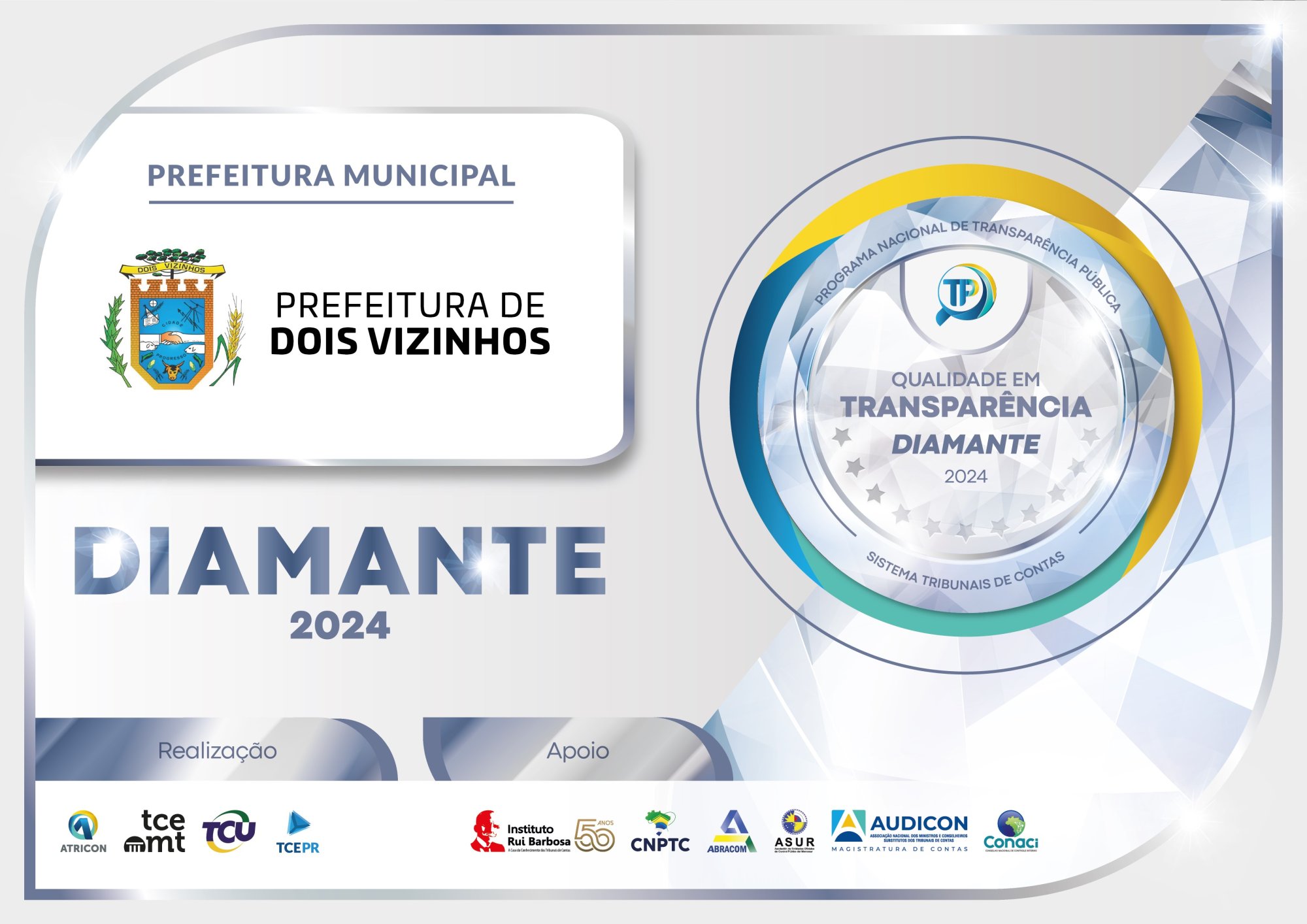 DOIS VIZINHOS RECEBE CERTIFICADO DIAMANTE EM TRANSPARNCIA PBLICA