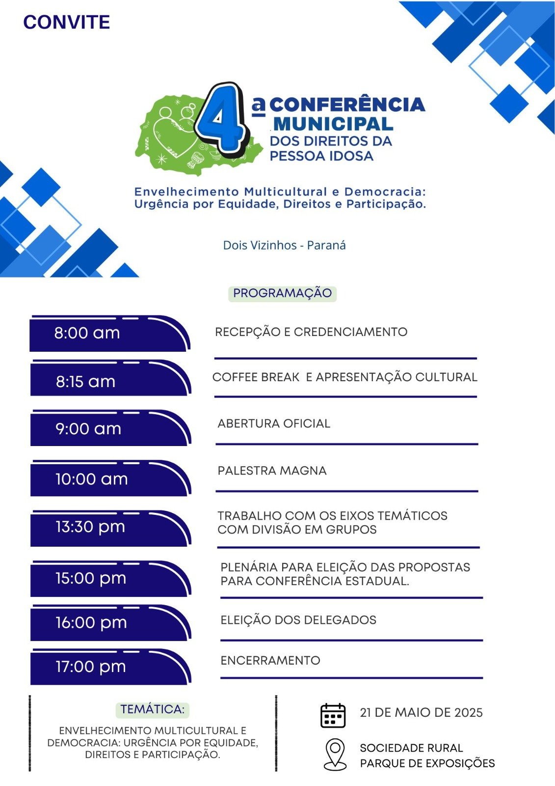 DOIS VIZINHOS REALIZA 4ª CONFERÊNCIA MUNICIPAL DOS DIREITOS DA PESSOA IDOSA
