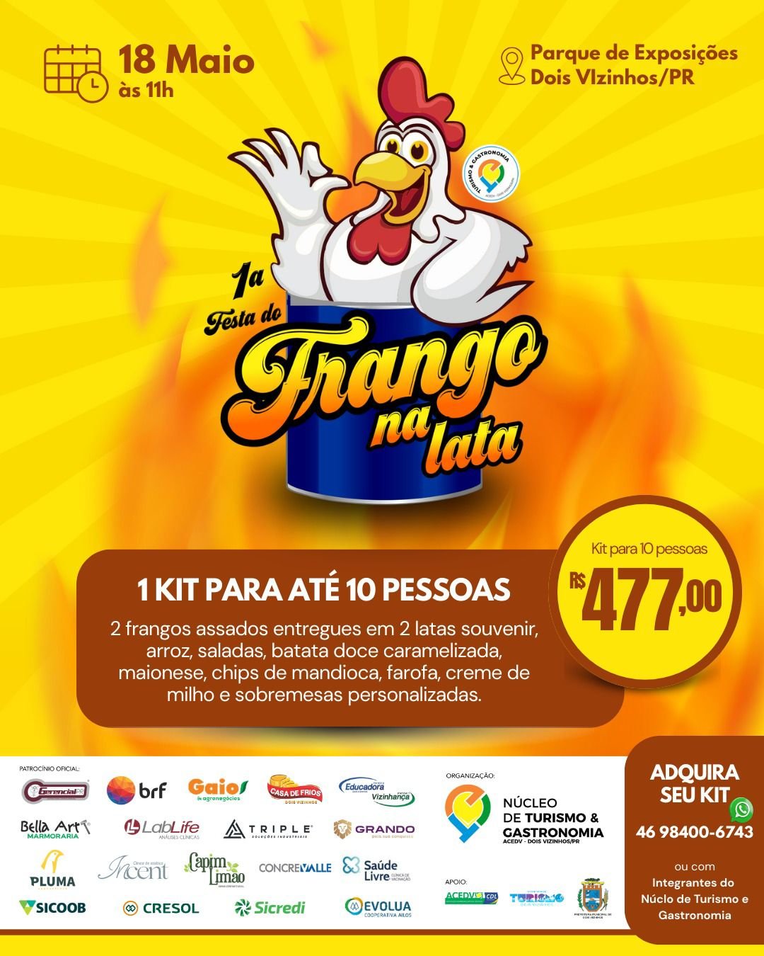 1ª FESTA DO FRANGO NA LATA PROMETE MOVIMENTAR O TURISMO E A GASTRONOMIA DE DOIS VIZINHOS