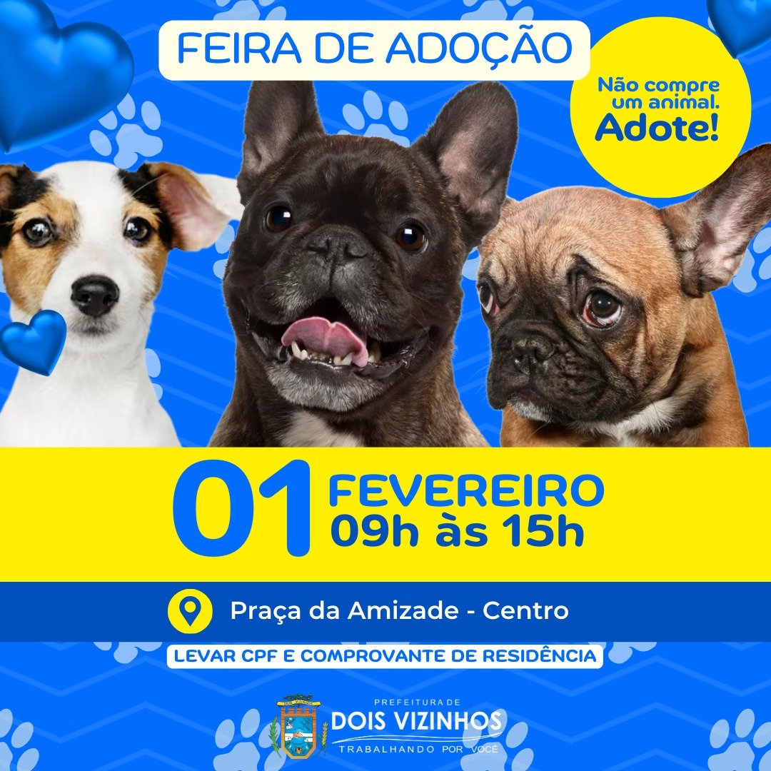 DUAS VIDAS, UMA HISTRIA: PARTICIPE DA FEIRA DE ADOO DE ANIMAIS EM DOIS VIZINHOS