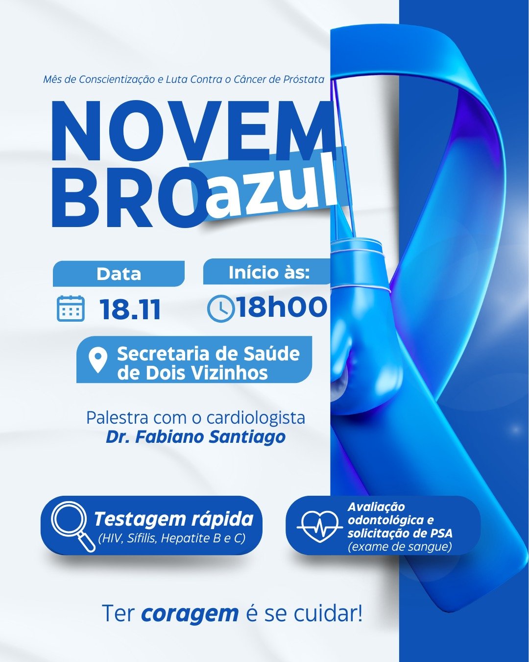 NOVEMBRO AZUL TER PALESTRA E AES DE SADE NESTA TERA-FEIRA