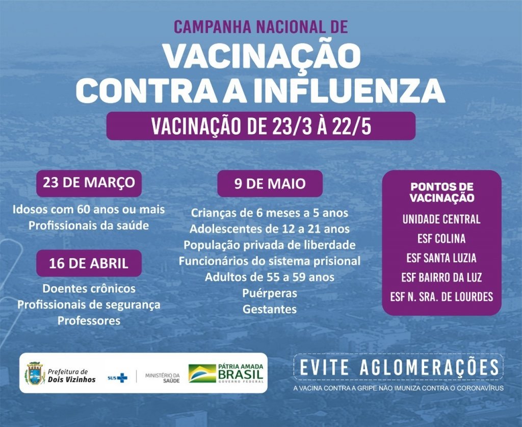 Campanha Nacional de Vacinação Contra Influenza.