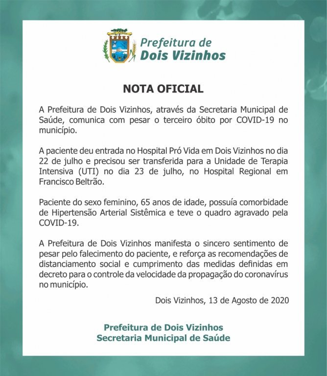 Nota Oficial Covid-19