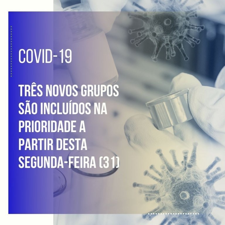 Covid-19: Trs Novos Grupos So Includos na Prioridade a Partir Desta Segunda-feira (31)