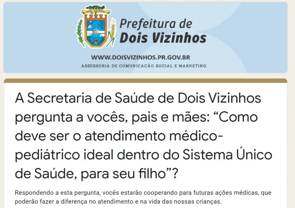 Secretaria de Sade Disponibiliza Pesquisa na rea de Pediatria