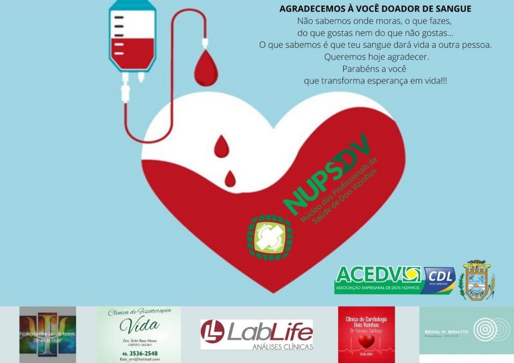 Neste Sbado, 27 de Novembro,  Dia de Doao de Sangue