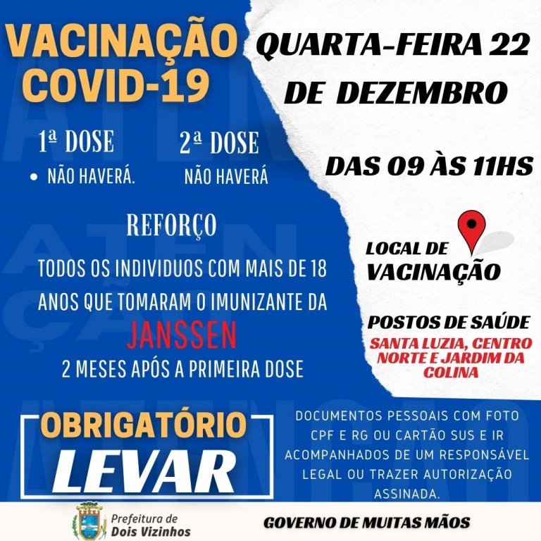 Confira a Vacinao para Esta Quarta-feira