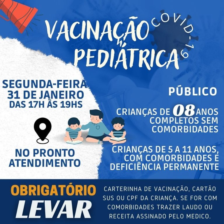 Vacinao Peditrica Ser Em Dois Perodos Nesta Segunda-feira 31 de Janeiro