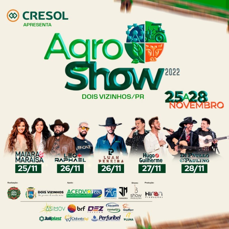 Feira Agroshow Marcar o Aniversrio de Dois Vizinhos Com Chave de Ouro