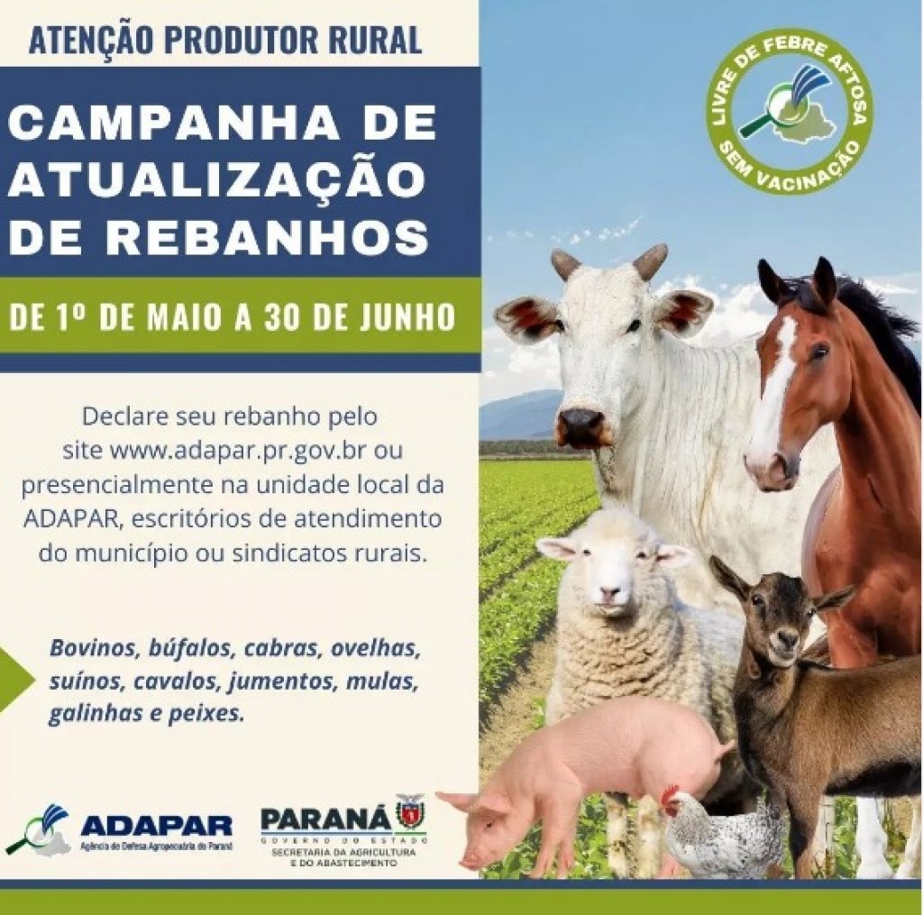 Adapar: Campanha de Atualizao de Rebanhos Vai At 30 de Junho no Paran