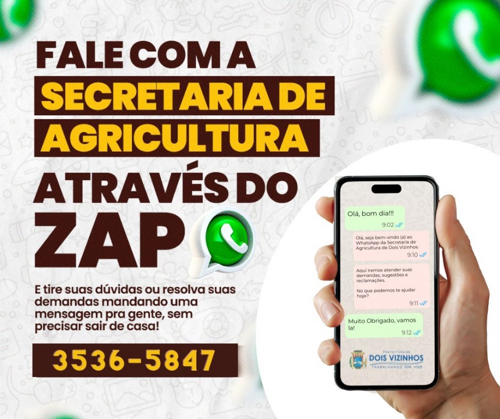 Secretaria de Agricultura Agora Tambm Atende por Whatsapp